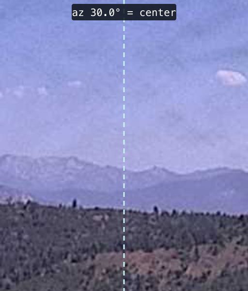 Cylindrical pano at frame center azimuth 30: identical placement